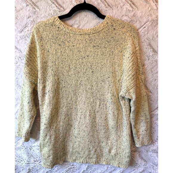 J Jill Sweater Women Small Petite Marled Flecked Yellow 3/4 Sleeve Pullover - Picture 2 of 8